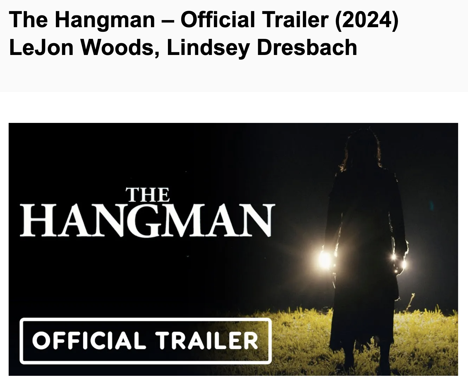 The Hangman – Official Trailer (2024) LeJon Woods, Lindsey Dresbach
